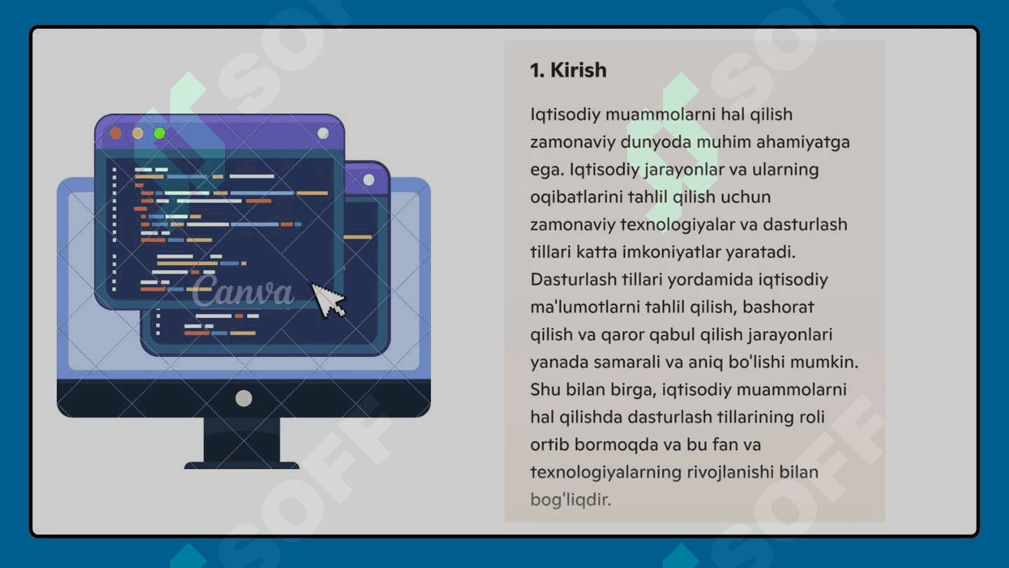 Iqtisodiy muomolarni xal qilish uchun zamonaviy dasturlar tillaridan foydalanish 3