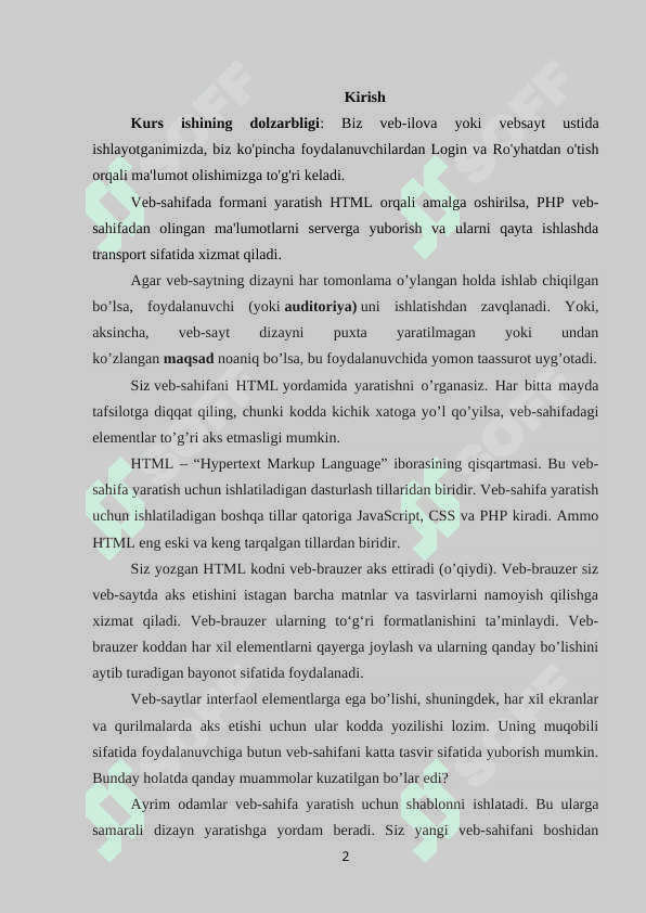 HTML FORMALAR BILAN ISHLASH 2