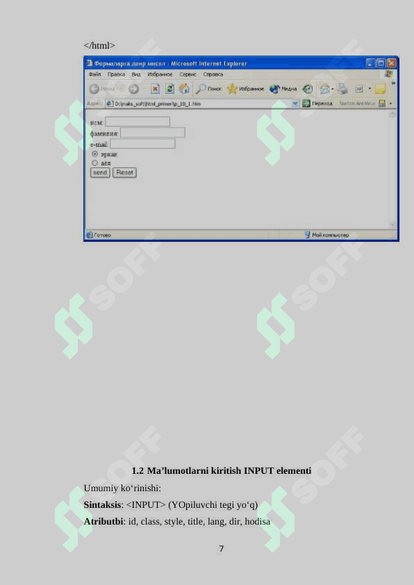 HTML FORMALAR BILAN ISHLASH 7