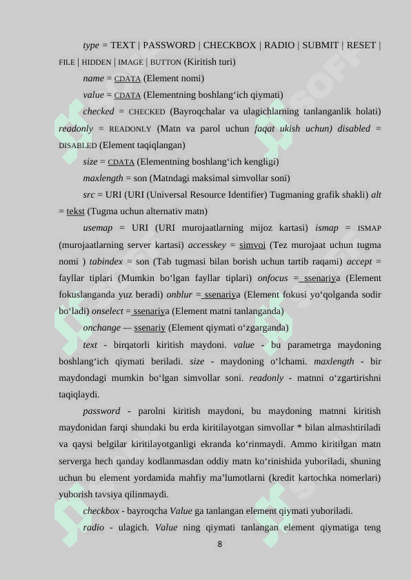 HTML FORMALAR BILAN ISHLASH 8