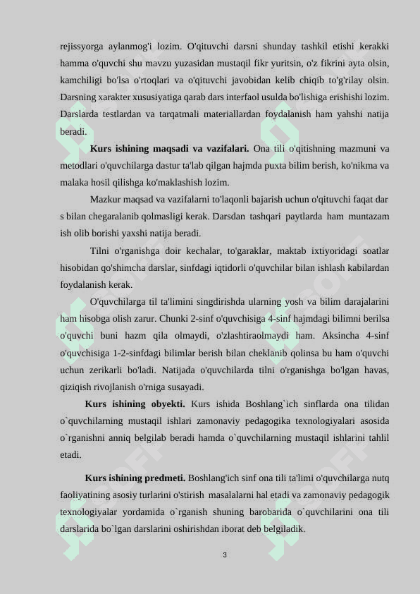 BOSHLANG`ICH SINFLARDA ONA TILIDAN O`QUVCHILARNING MUSTAQIL ISHLARI 3