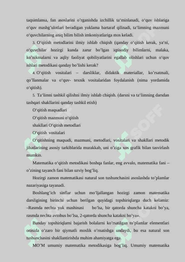 Boshlangich sinflarda matematika o‘qitish metodikasi fan sifatida, fanlararo bog‘liqligi. 4