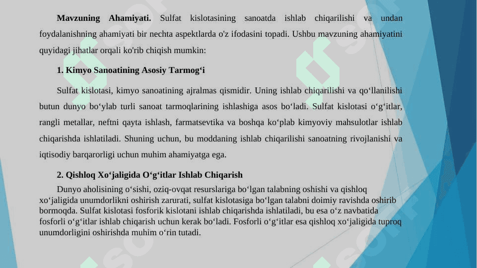 Sulfat kislotaning sanoatda ishlatilishi 5