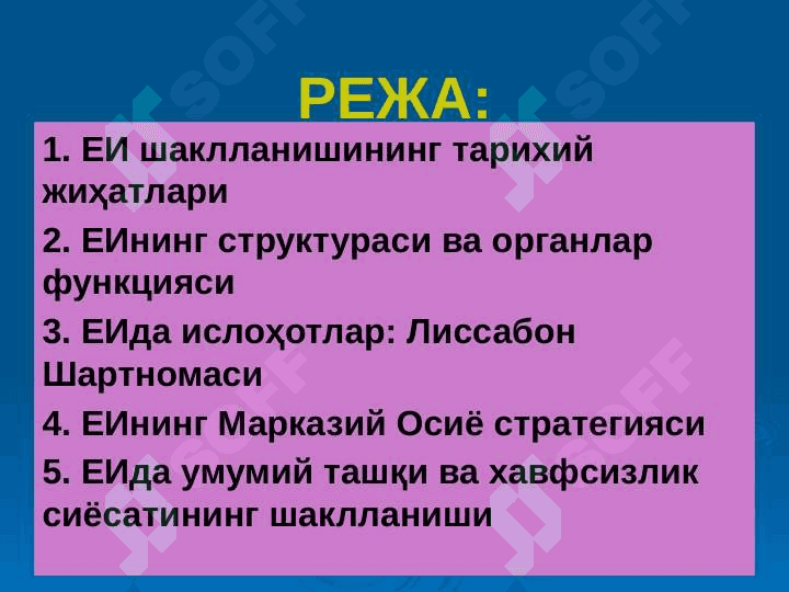Yevropa Ittifoqi ichki va tashqi siyosati 2