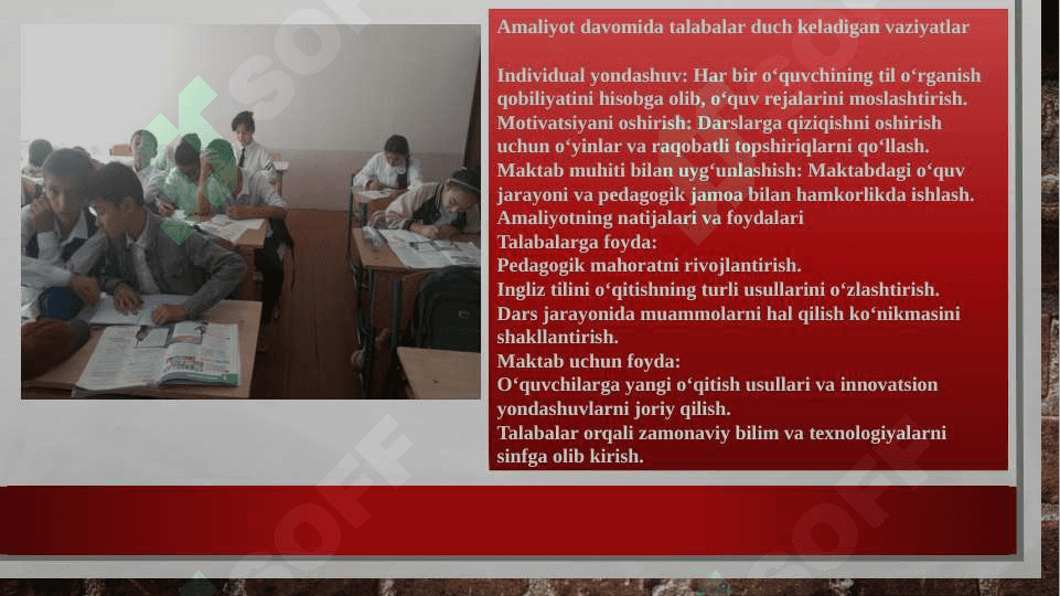 O’quv amaliyot davrida o‘zini rivojlantirish va tajriba orttirish 8