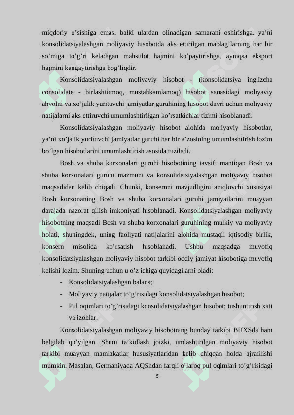 KONSOLIDATSIYALASHGAN MOLIYAVIY HISOBOT TUZISHNING NAZARIY ASOSLARI 5
