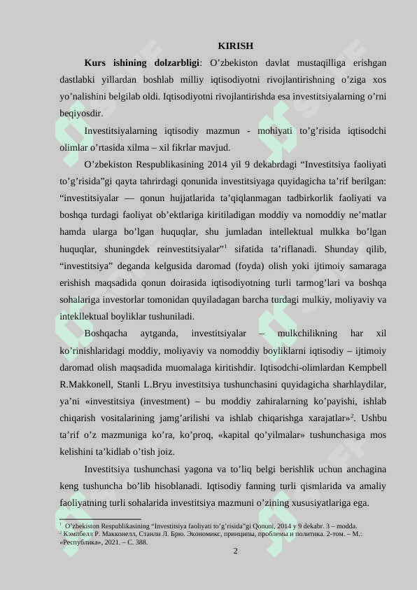 KORXONA INVESTITSION SIYOSATNI SAMARALI TASHKIL ETISH MASALALARI 2