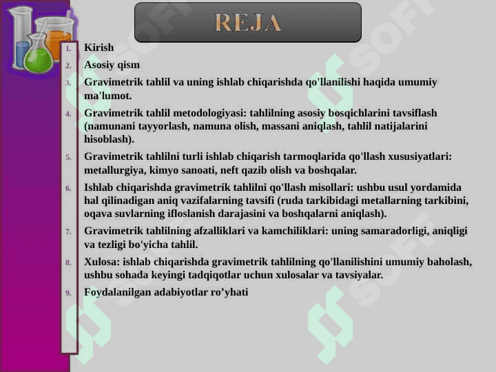 Gravimetrik analizning ishlab chiqarishda qóllanilishi 2
