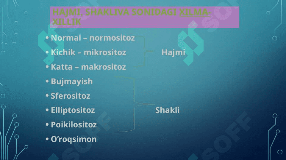 Eritrotsitlar, Turlari funksiyalari. Gemoglobin va Uning turlari 6