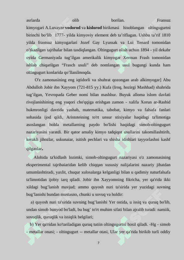 Oltingugurt allotropiyasi, tuzulishi, olinishi va xossalari 7