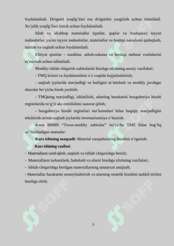 MATERIAL XARAJATLARINING HISOBI 3