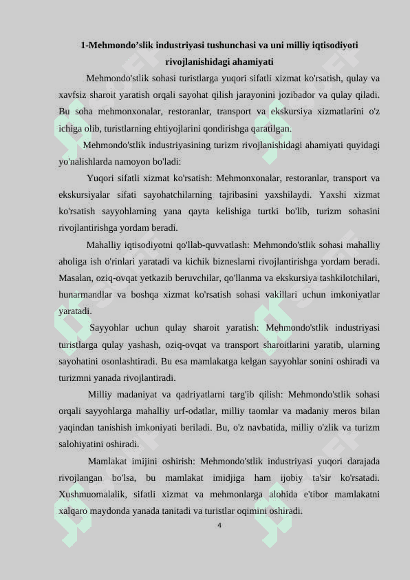 Mehmondo’stlik industriyasining turizmni rivojlantirishdagi roli 4