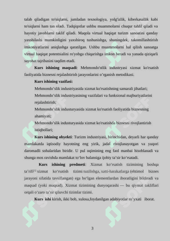 Mehmondo'stlik industryasi xizmat ko'rsatish faoliyatida biznesni rejalashtirish jarayonlari 3
