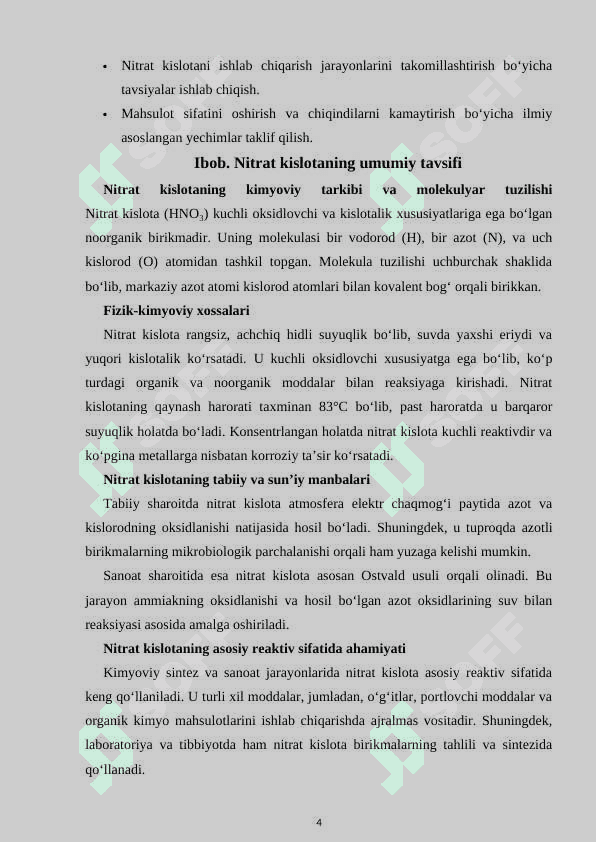 Sanoatda konsentrlangan nitrat kislota olinish usullari va xossalari 4