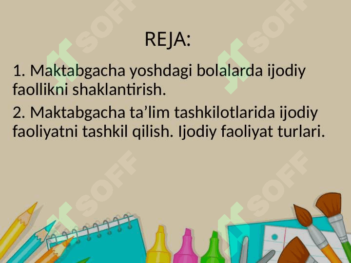 Maktabgacha ta’limda bolalarni ijodiy faoliyatini tashkil qilish texnologiyasi 2