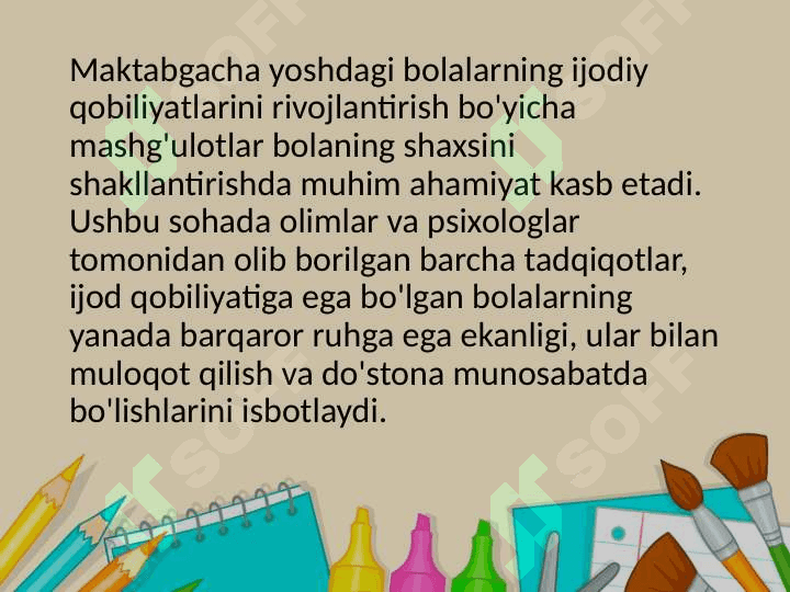 Maktabgacha ta’limda bolalarni ijodiy faoliyatini tashkil qilish texnologiyasi 3