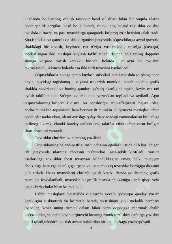 MUSIQA DARSLARIDA MUSIQIY SAVODXONLIKNI TARKIB TOPTIRISH 8