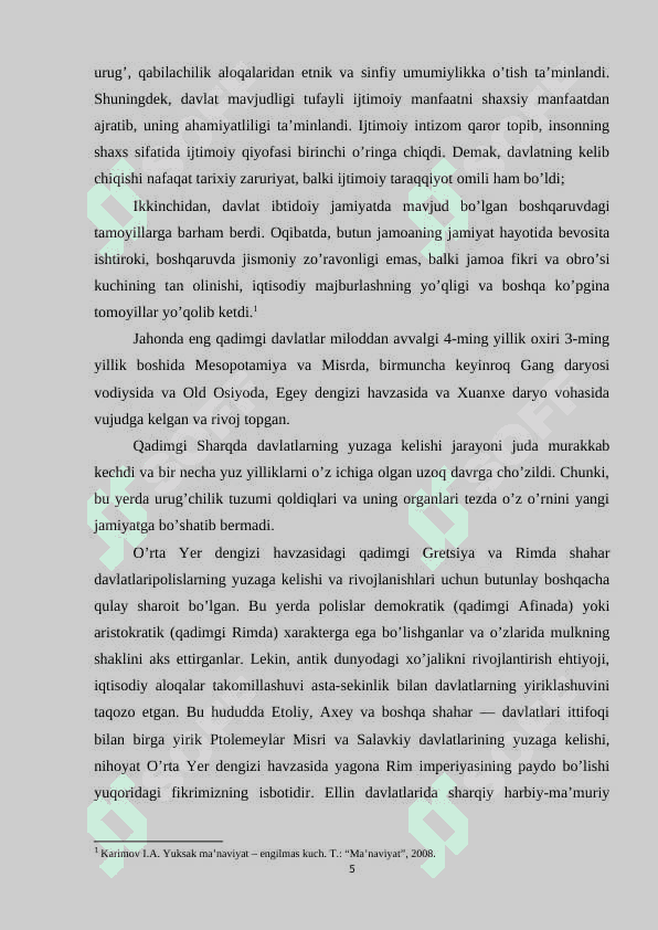 MUSTAQIL O'ZBEKISTON DAVLATINING RIVOJLANISHI 5