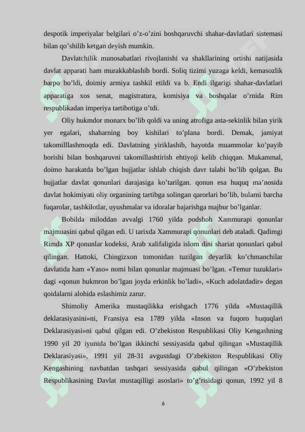 MUSTAQIL O'ZBEKISTON DAVLATINING RIVOJLANISHI 6