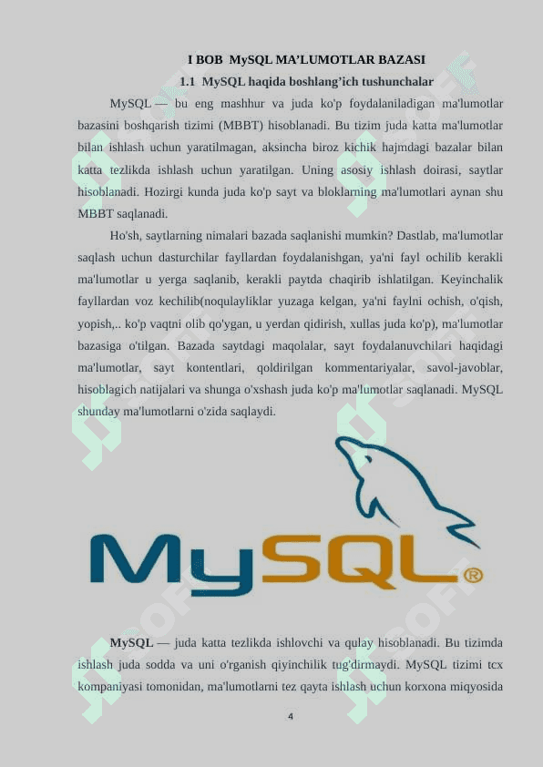 MySQL MA’LUMOTLAR BAZASI 4