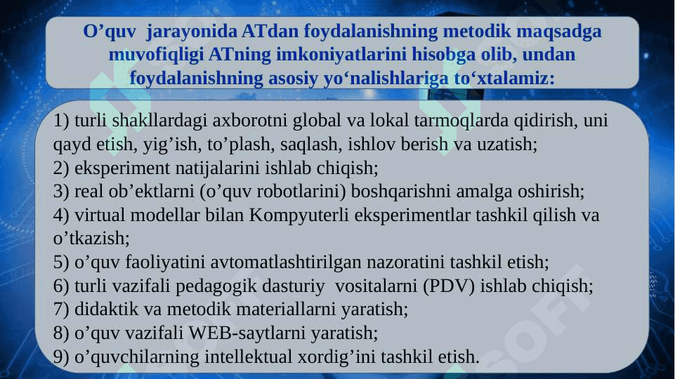 Boshlang‘ich ta’lim fanlarini o‘rgatishda qo’llaniladigan dasturiy vositalarga qo’yiladigan talabla 8