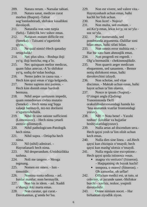 896 ta lug'at Tibbiyot Lotin tilidagi hikmatli so‘zlar, maxsus iboralar, maqollar 6