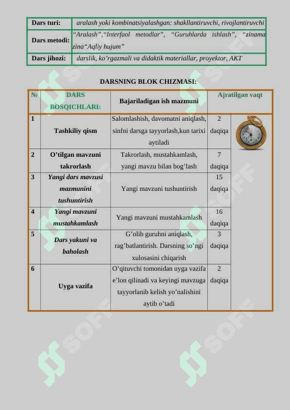 Oĝzaki hisoblashlar: qòshish, ayirish, kòpaytirish, butun sonlarni bòlish. 3