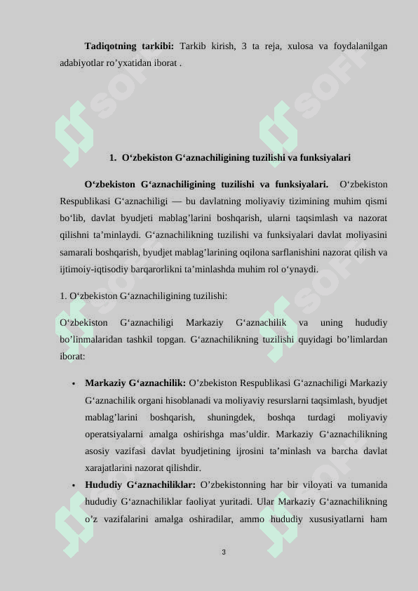 Oʻzbekiston respublikasi gʻaznachiligi,  uning budjet mablagʻlarini boshqarishdagi ahamiyati. 4