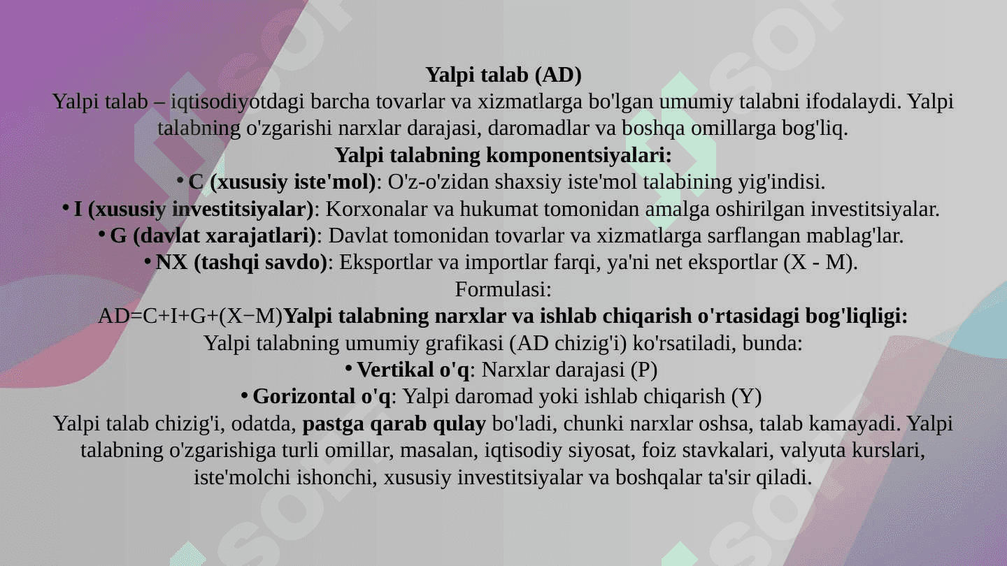 Yalpi talab  Yalpi taklif modeli 4