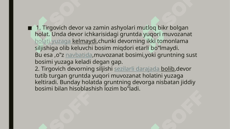 Gruntga nisbatan yuqori bosimmiqdorini aniqlash. 3