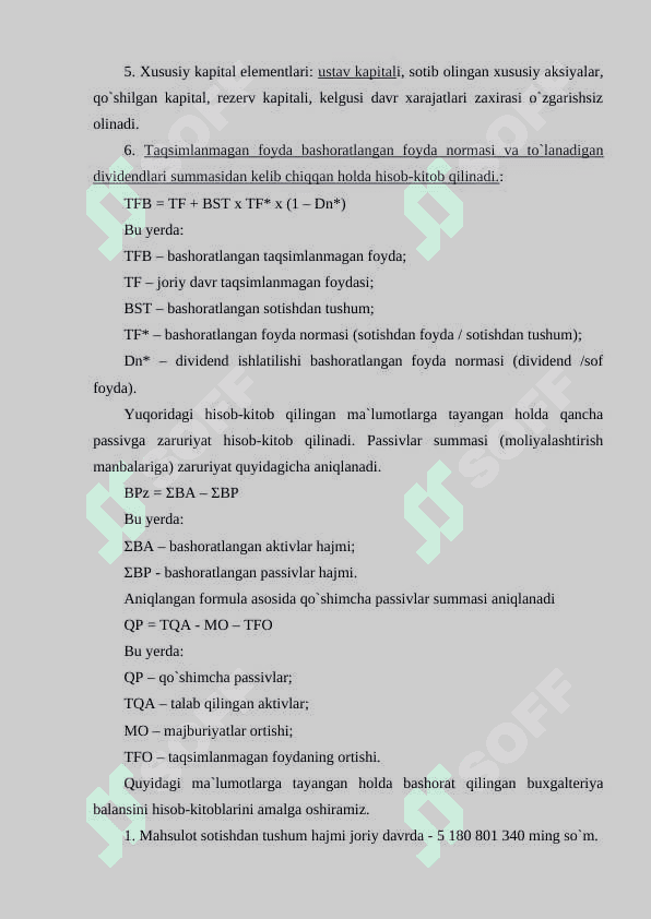 Moliyaviy hisobot elementlarini  tan olish. 8