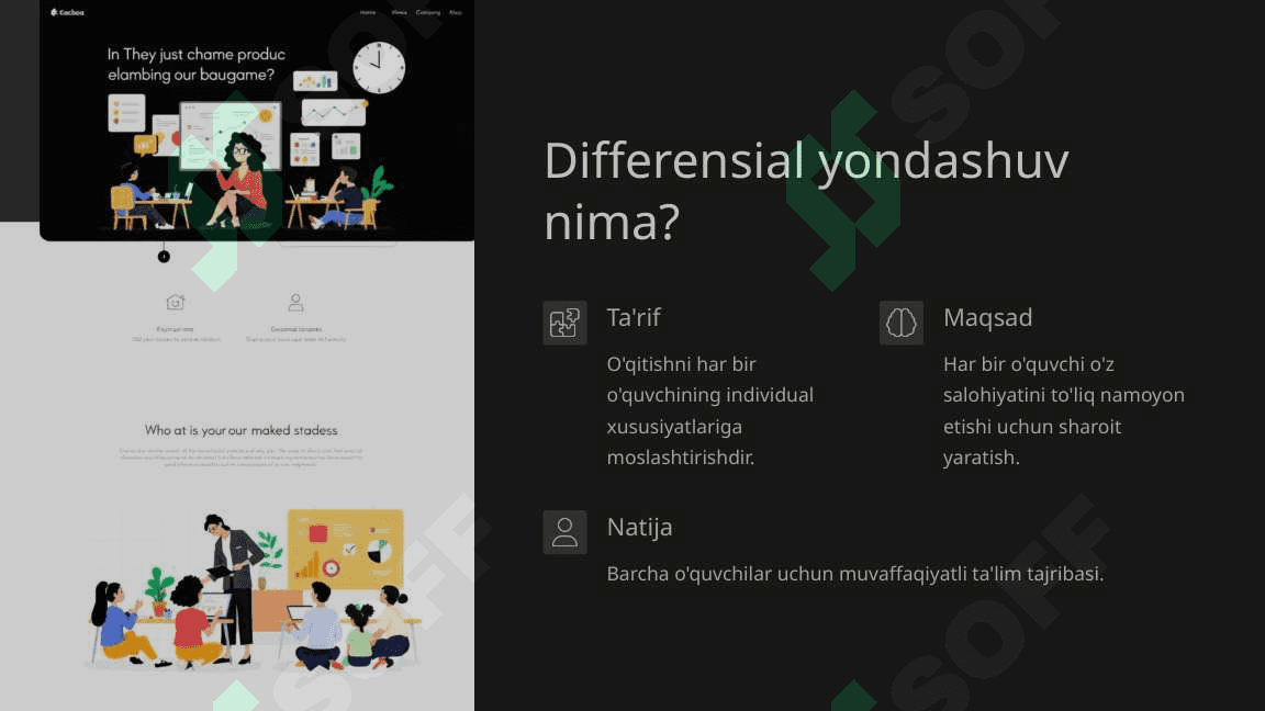 Differensial yondashuv: O‘quvchilarni individual yondashuv asosida o‘qitish. 2