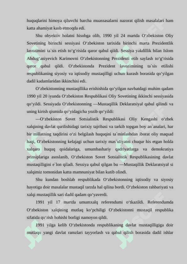 O‘zbekistonning davlat mustaqilligining e`lon qilinishi va uning tarixiy ahamiyati 3