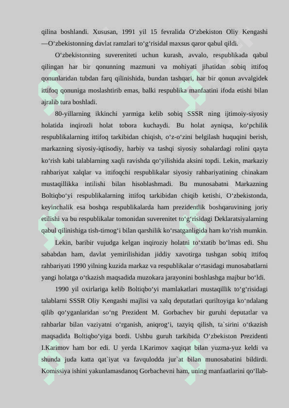 O‘zbekistonning davlat mustaqilligining e`lon qilinishi va uning tarixiy ahamiyati 4