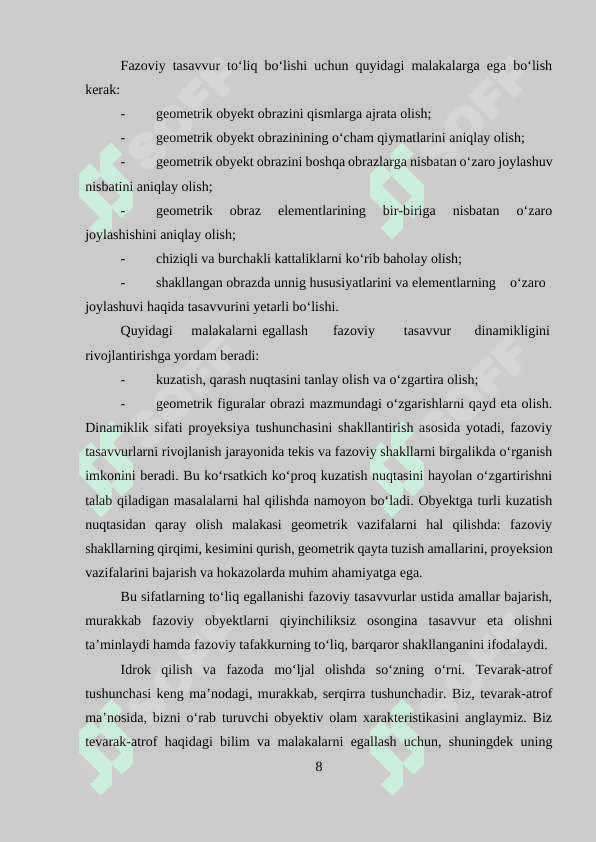 matematik tasavvurlarni tarkib toptirishda bolalarni tevarak-atrofda mo‘ljal olishga o`rgatish 8