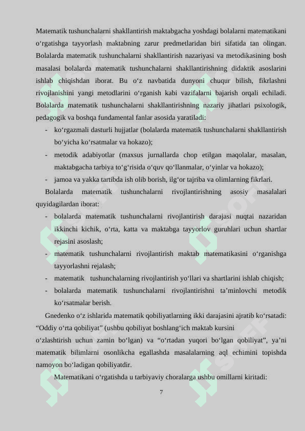 maktabgacha yoshdagi bolalarda matematik tasavvurlarni shakllantirish usullari 7