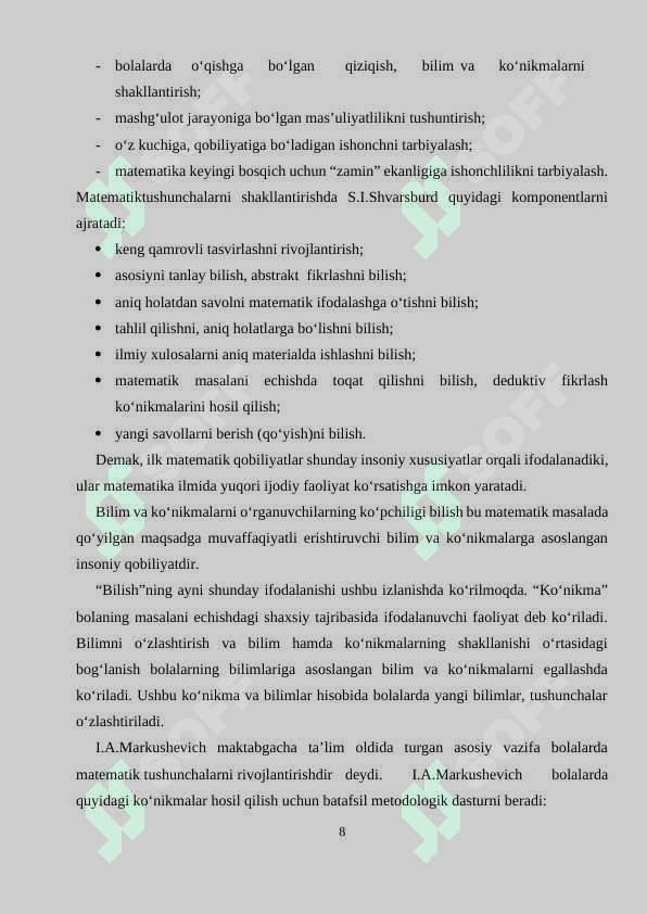 maktabgacha yoshdagi bolalarda matematik tasavvurlarni shakllantirish usullari 8