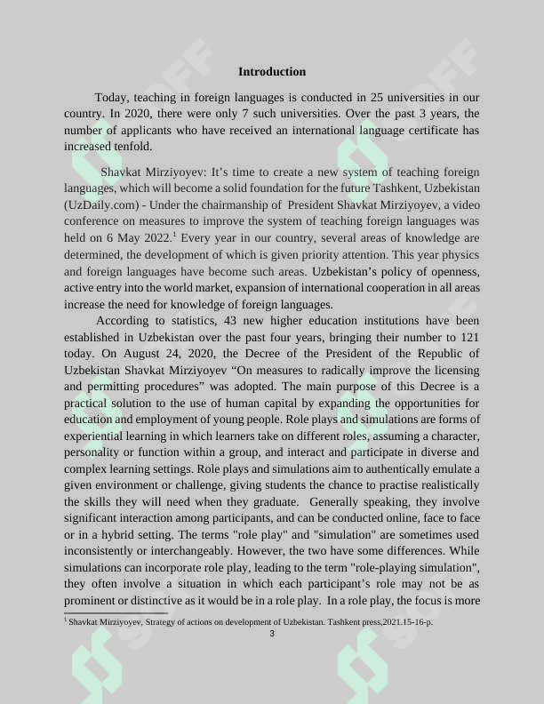 The progress in teaching with the use of case-study role play and simulation 3