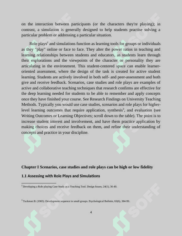 The progress in teaching with the use of case-study role play and simulation 4