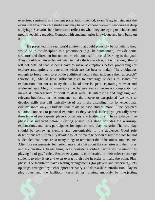 The progress in teaching with the use of case-study role play and simulation 7