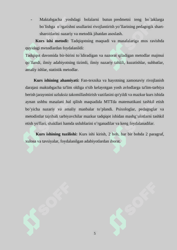maktabgacha yoshdagi  bolalarning  predmetlar o`lchamlarini  idrok  qilish va taqqoslashda so`zning ro`li 5