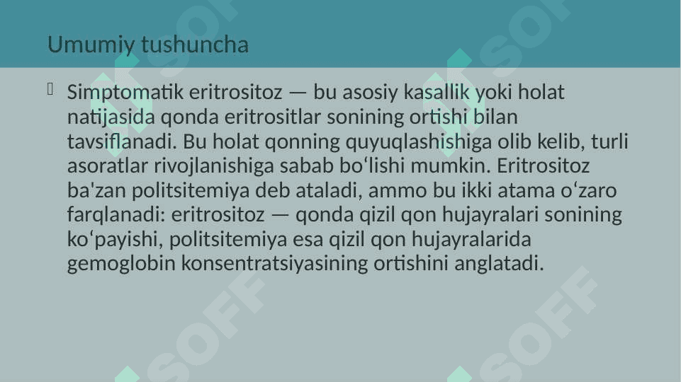 Simptomatik eritrositoz  . Gematologiya 3