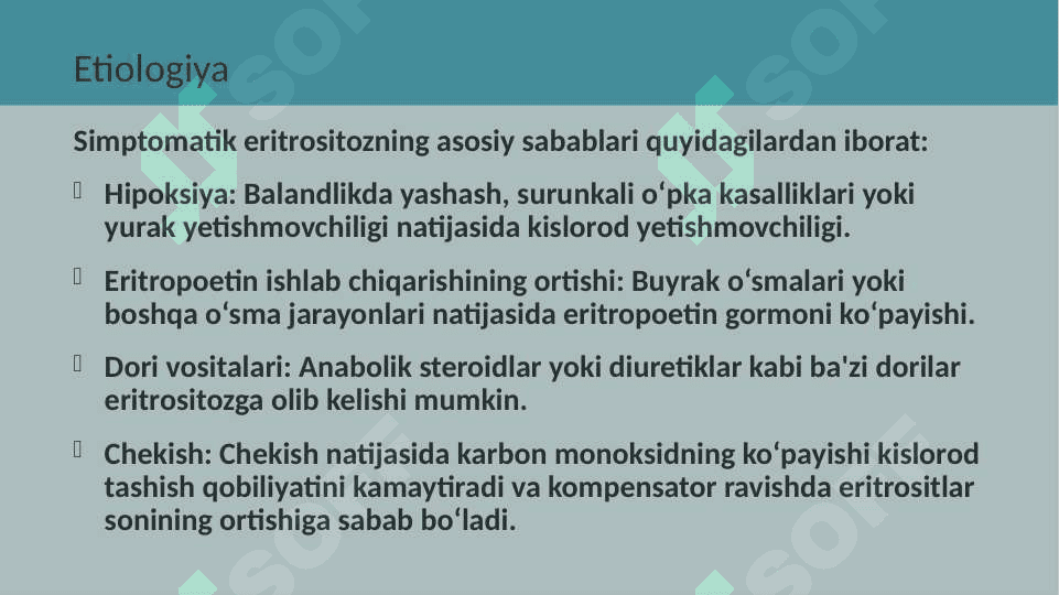 Simptomatik eritrositoz  . Gematologiya 4