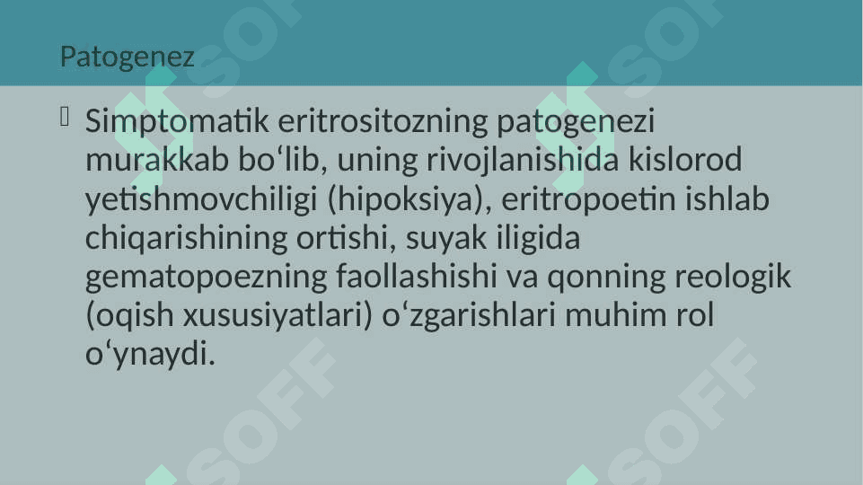Simptomatik eritrositoz  . Gematologiya 5