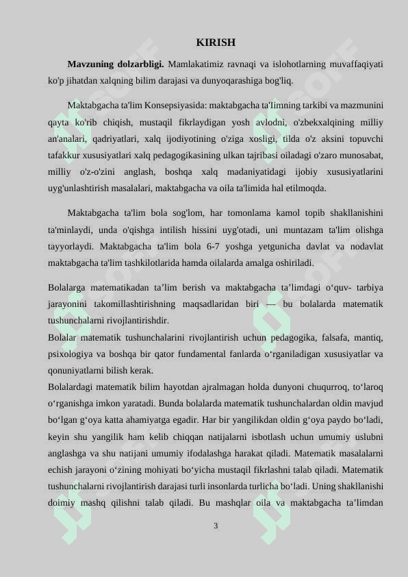 maktabgacha yoshdagi bolalarning son va sanoq bo‘yicha tasavvurlarini shakllantirish, hisoblash amallari bilan tanishtirish 3