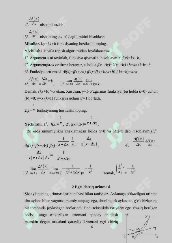 Hosilanii geometrik masalalarga tadbiqlari 5