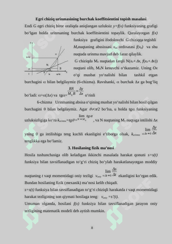 Hosilanii geometrik masalalarga tadbiqlari 7