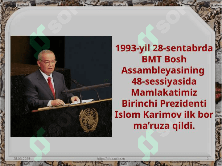 O‘zbekistonning Birlashgan Millatlar Tashkiloti doirasidagi faoliyati va tinchlikparvar tashqi siyosati 3