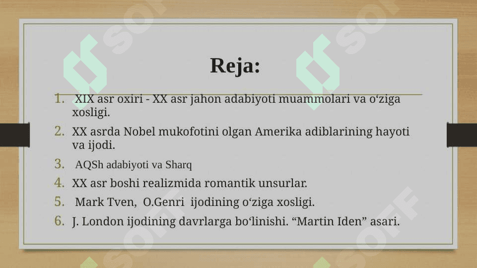 XX ASR BOSHIDA AMERIKA ADABIYOTI 2