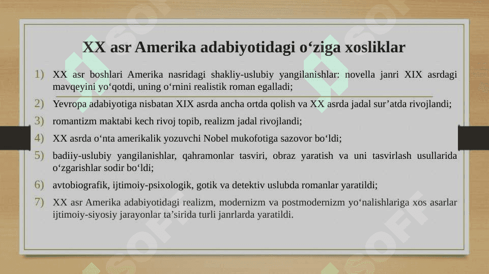 XX ASR BOSHIDA AMERIKA ADABIYOTI 5